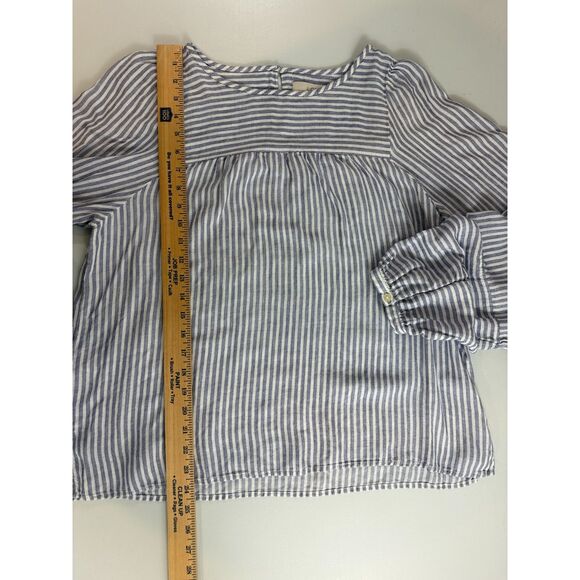 LOFT Rayon Linen Stripe Balloon Long Sleeve Blouse Top Women's Size L Large - Picture 10 of 12